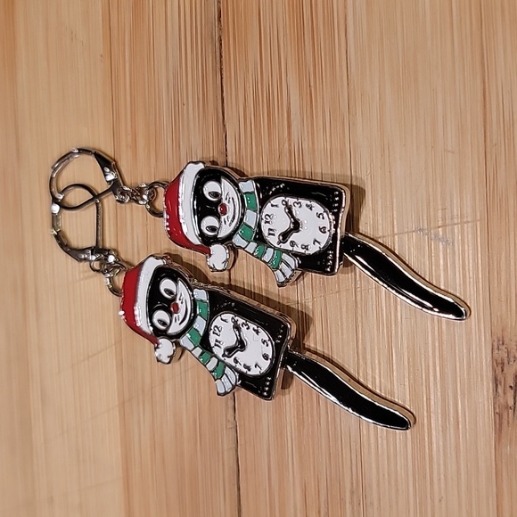Kit-Cat Klock clock Festive Holiday Christmas Earrings - Picture 3 of 3